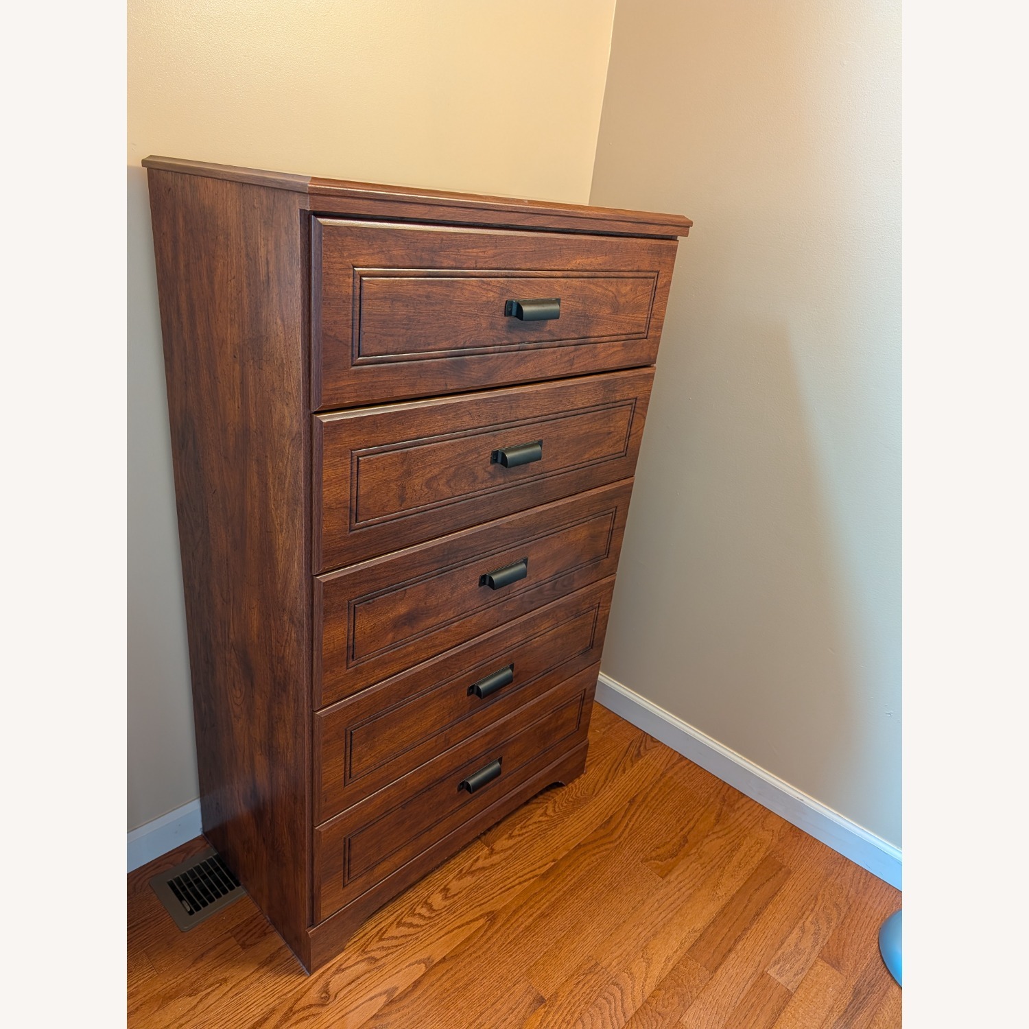 Dark Brown Wood Dresser with 5 Drawers - image-2
