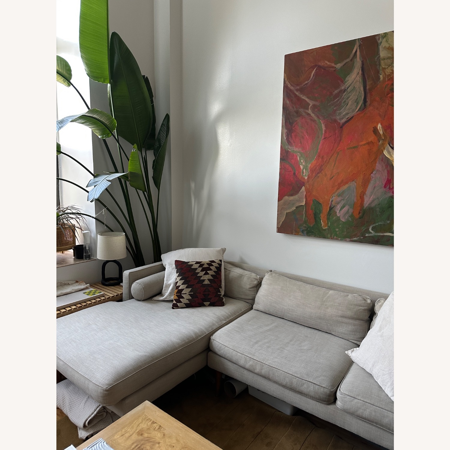 West Elm Monroe Natural Linen 2 Piece Sectional - image-4