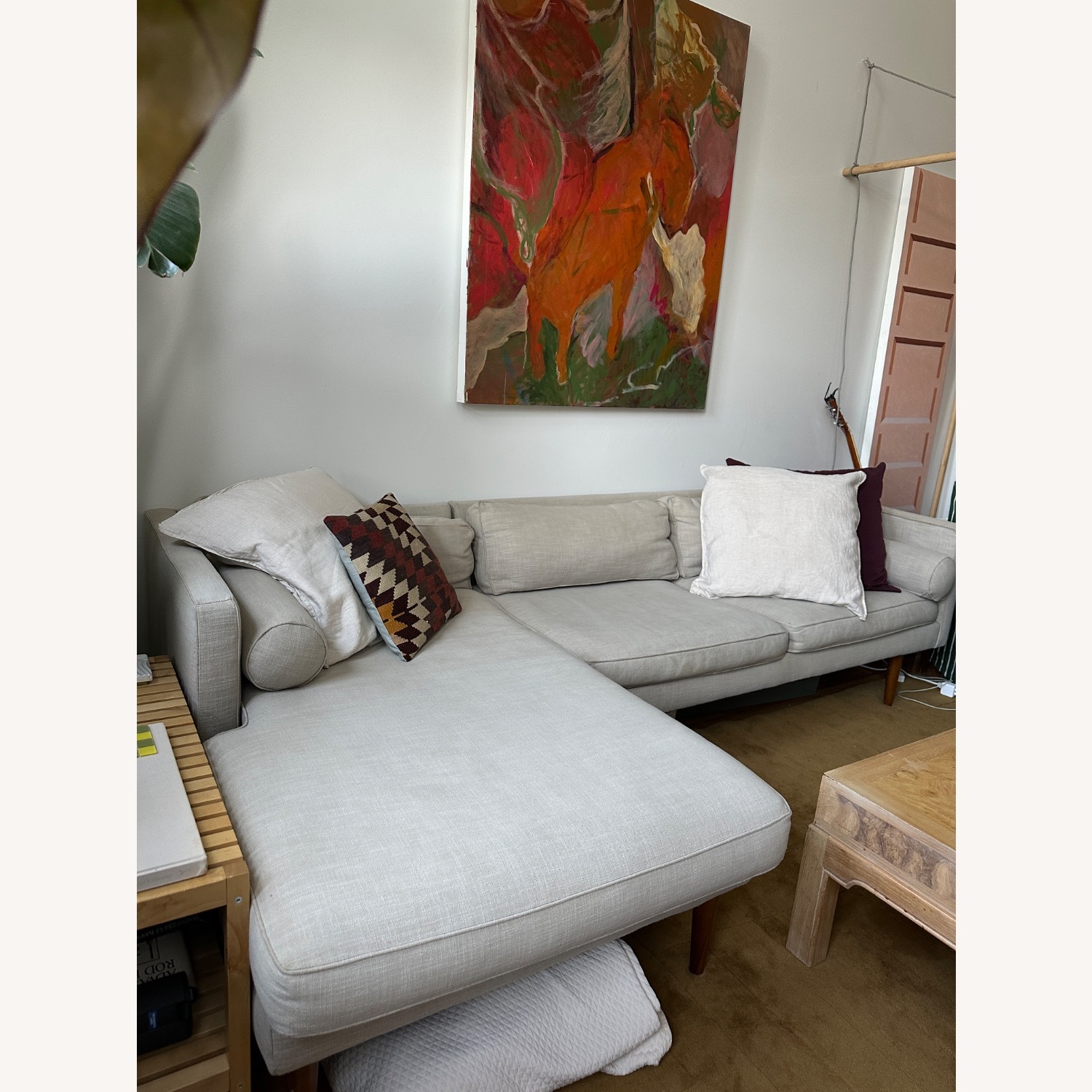 West Elm Monroe Natural Linen 2 Piece Sectional - image-3