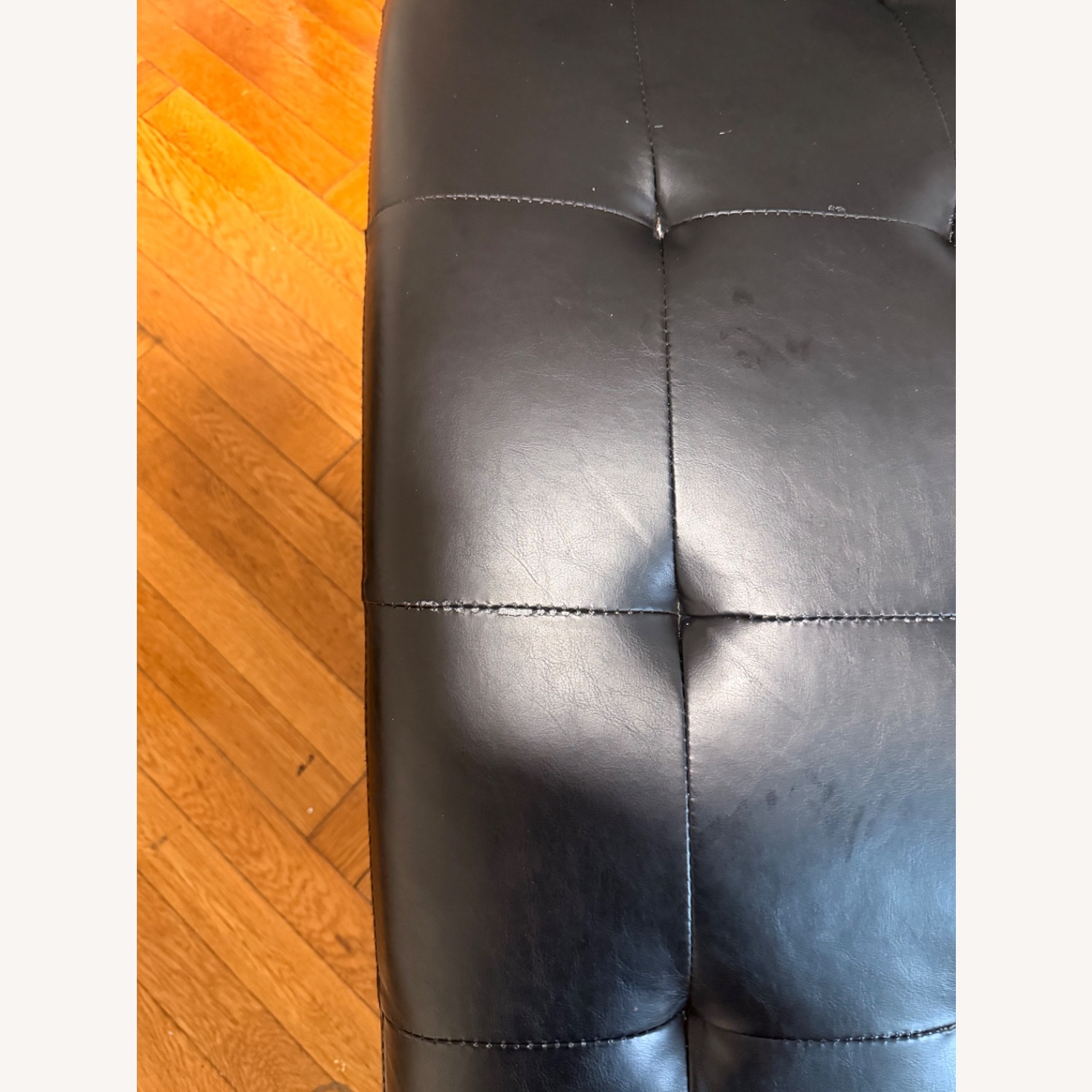 Macy's Black Leather Chaise  - image-4