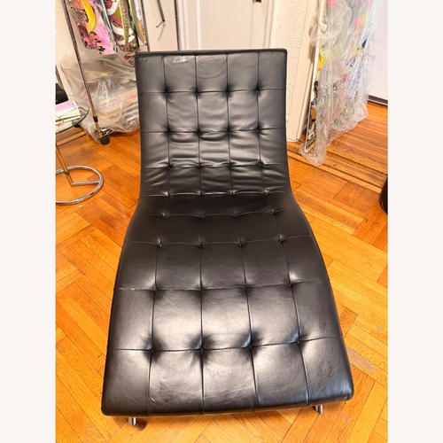 Used Macy's Black Leather Chaise  for sale on AptDeco