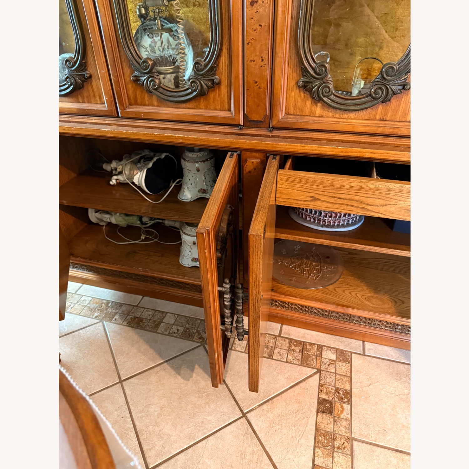 Vintage/antique Light Brown Wood Wall Unit - image-5