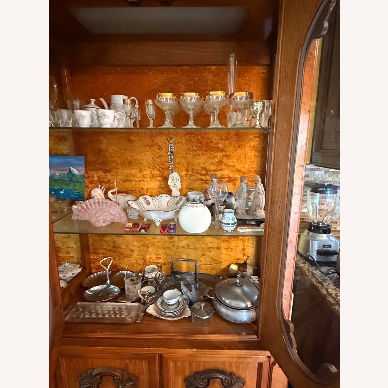 Vintage/antique Light Brown Wood Wall Unit - image-3