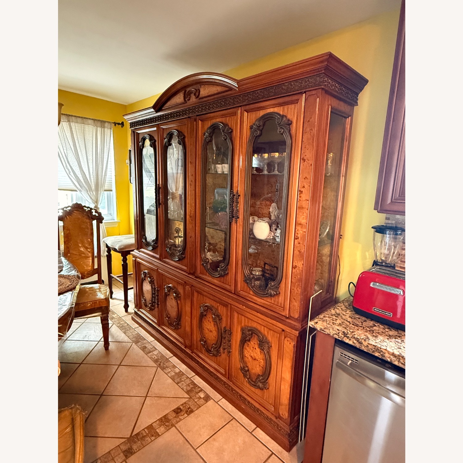 Vintage/antique Light Brown Wood Wall Unit - image-2
