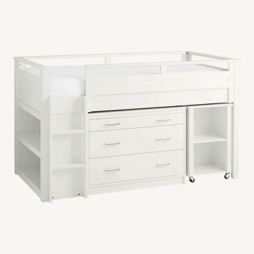 Used Pottery Barn Teen White Wood Low Loft Bunk Bed for sale on AptDeco