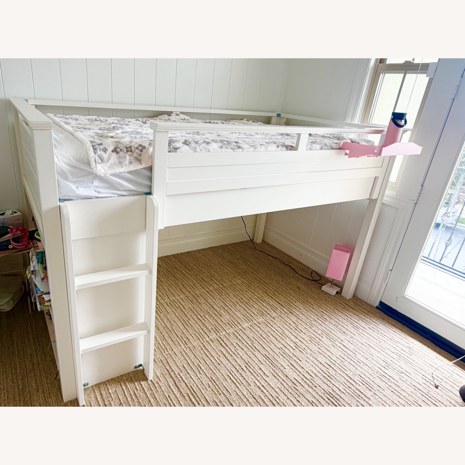 Pottery Barn Teen White Wood Low Loft Bunk Bed - image-1