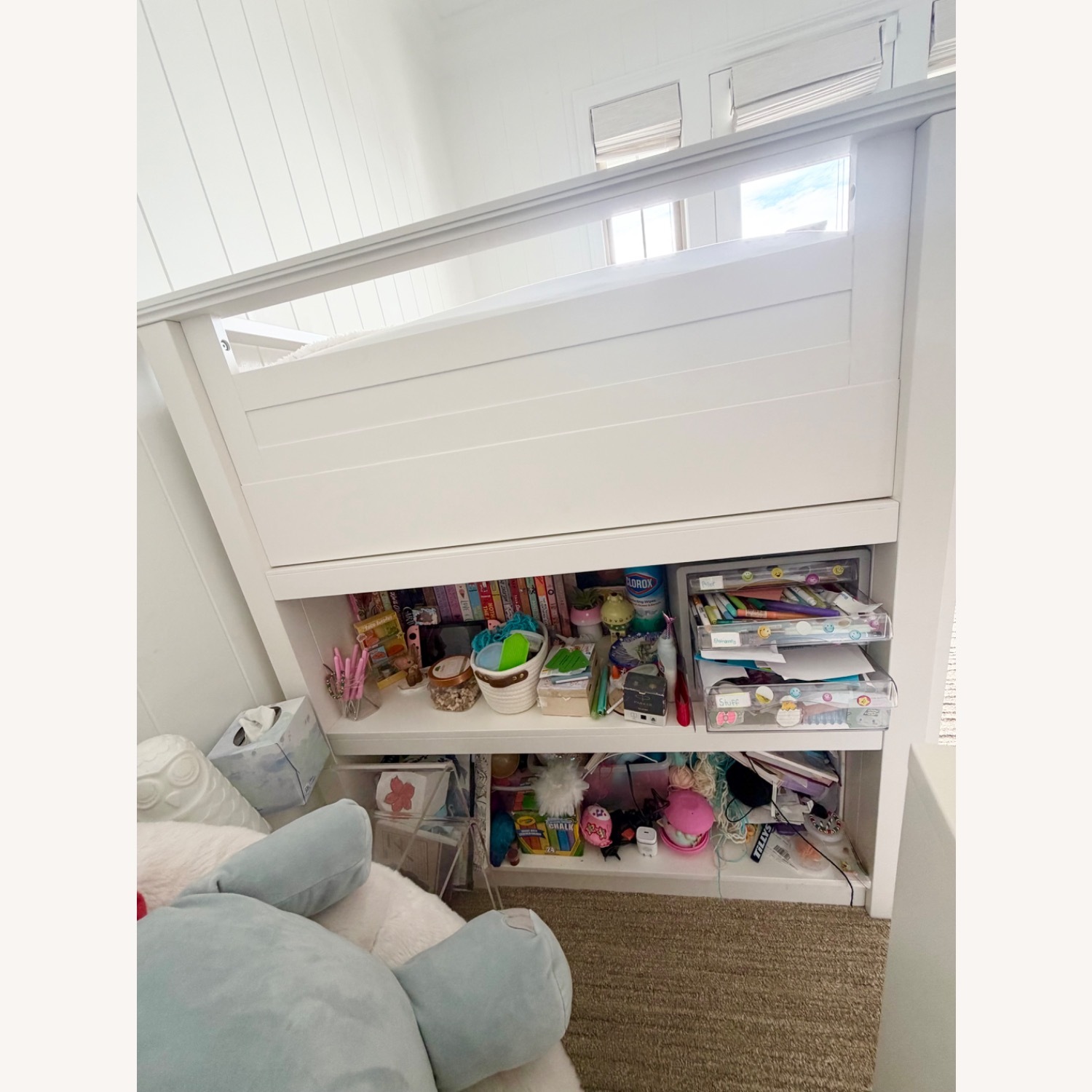 Pottery Barn Teen White Wood Low Loft Bunk Bed - image-2