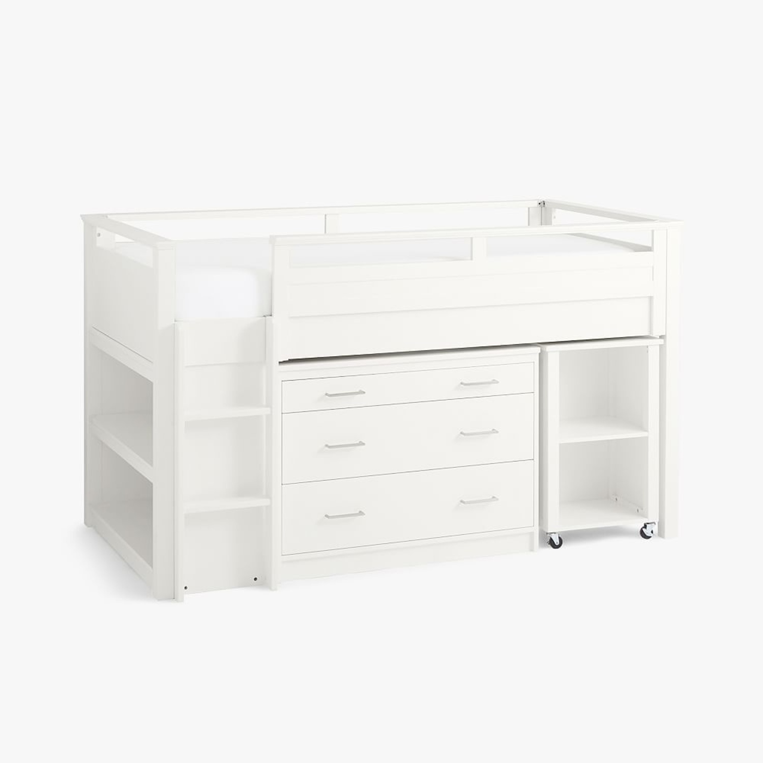 Pottery Barn Teen White Wood Low Loft Bunk Bed - image-4