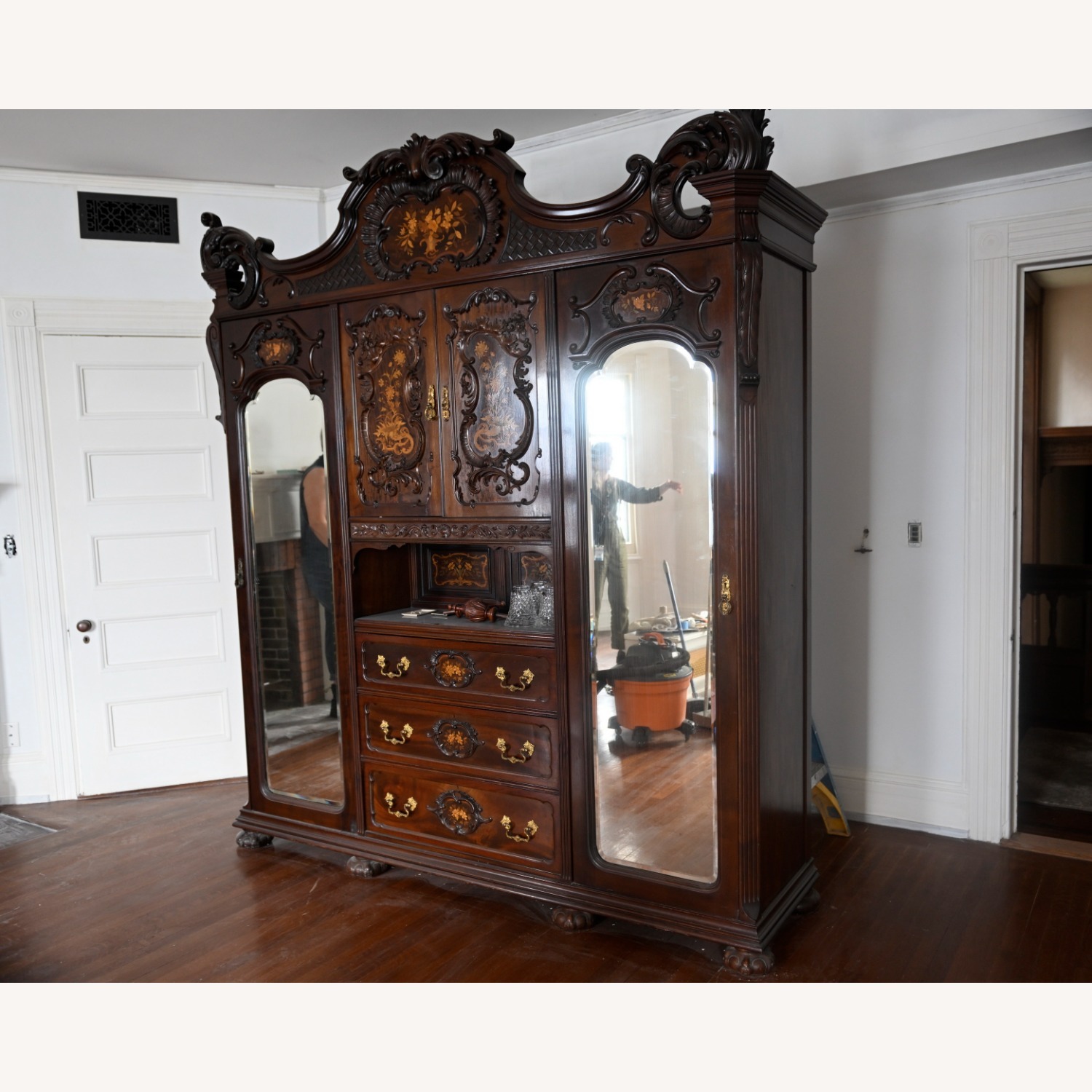 Dark Brown Wood Armoire - image-2