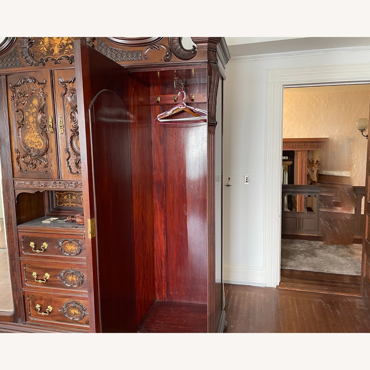 Dark Brown Wood Armoire - image-1