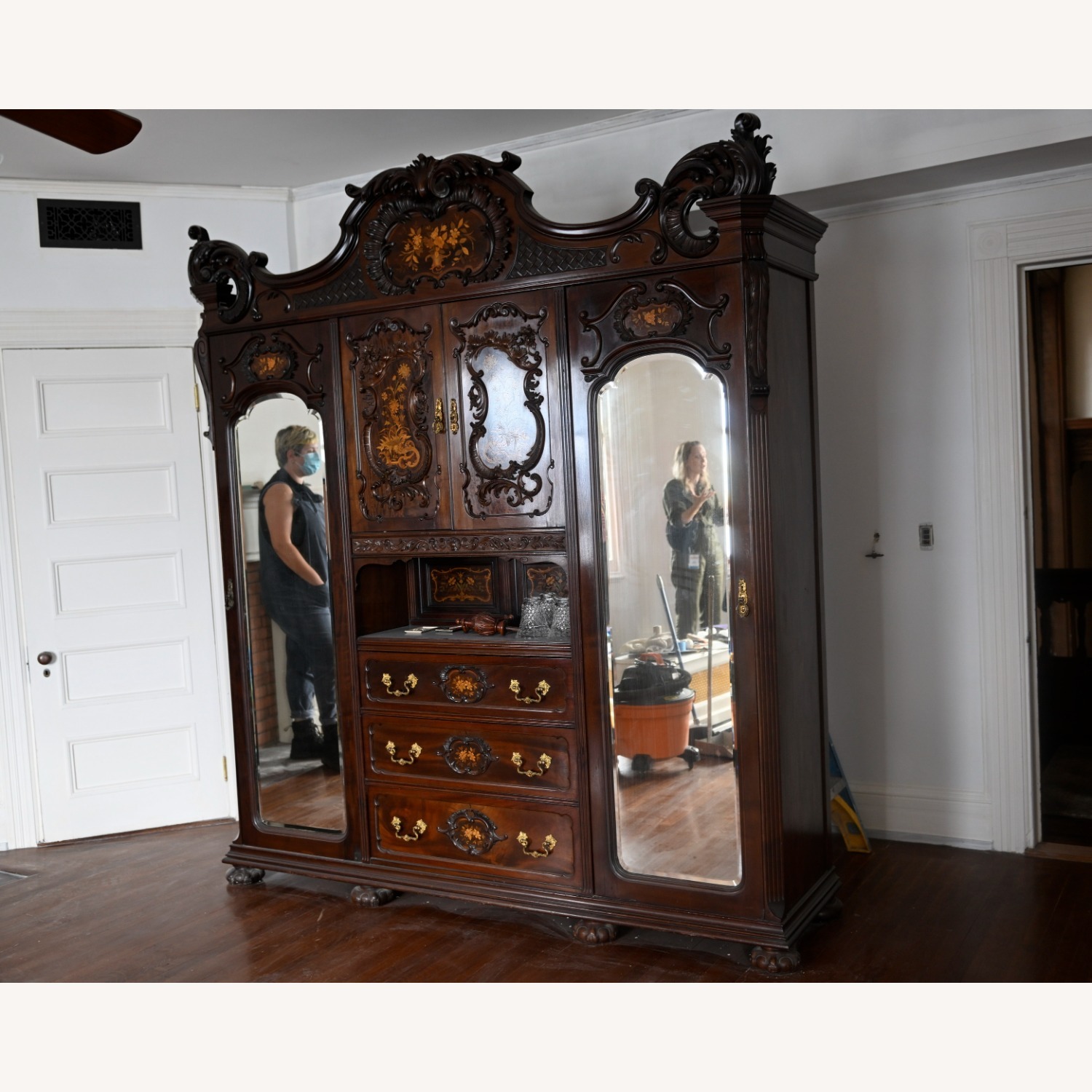 Dark Brown Wood Armoire - image-5