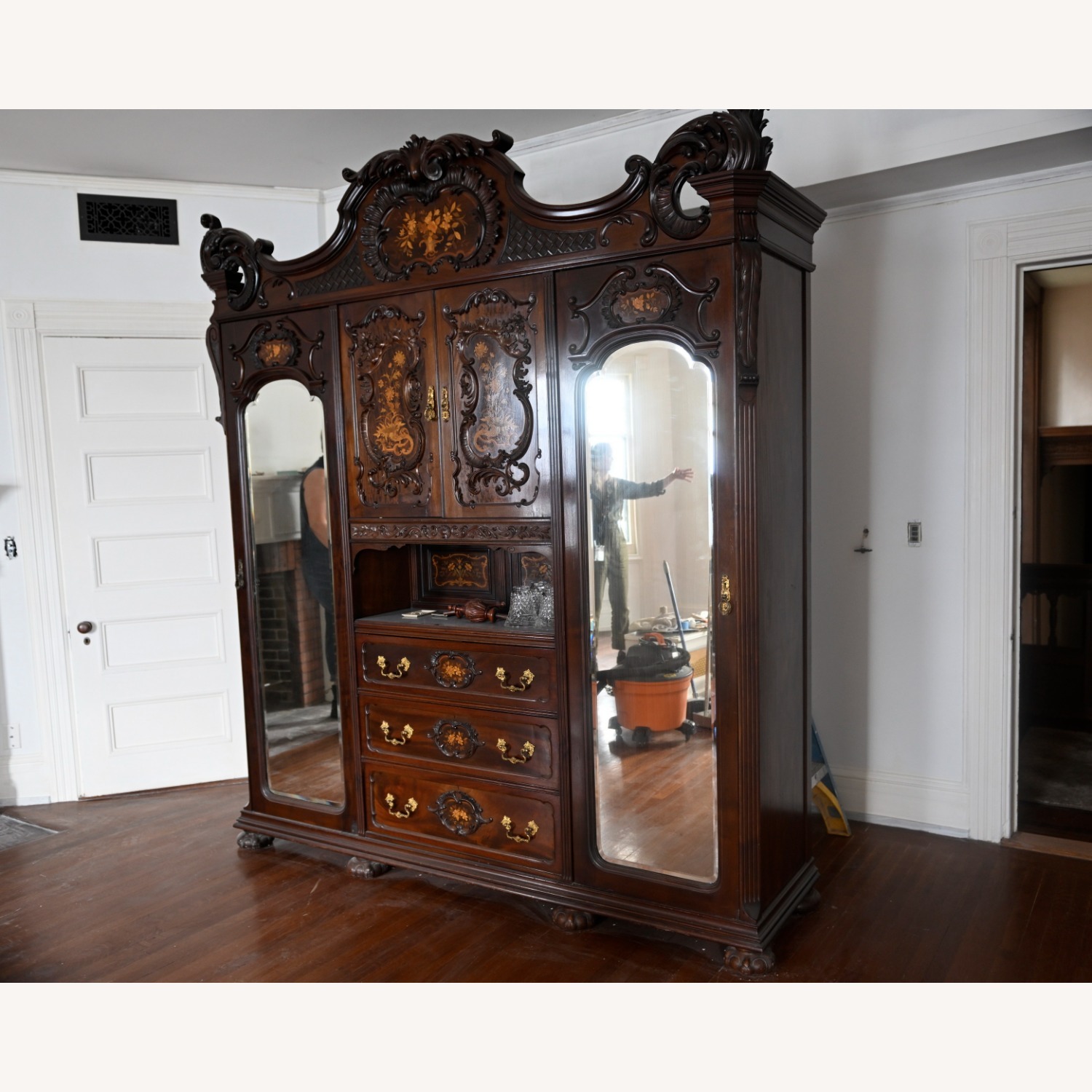 Dark Brown Wood Armoire - image-3
