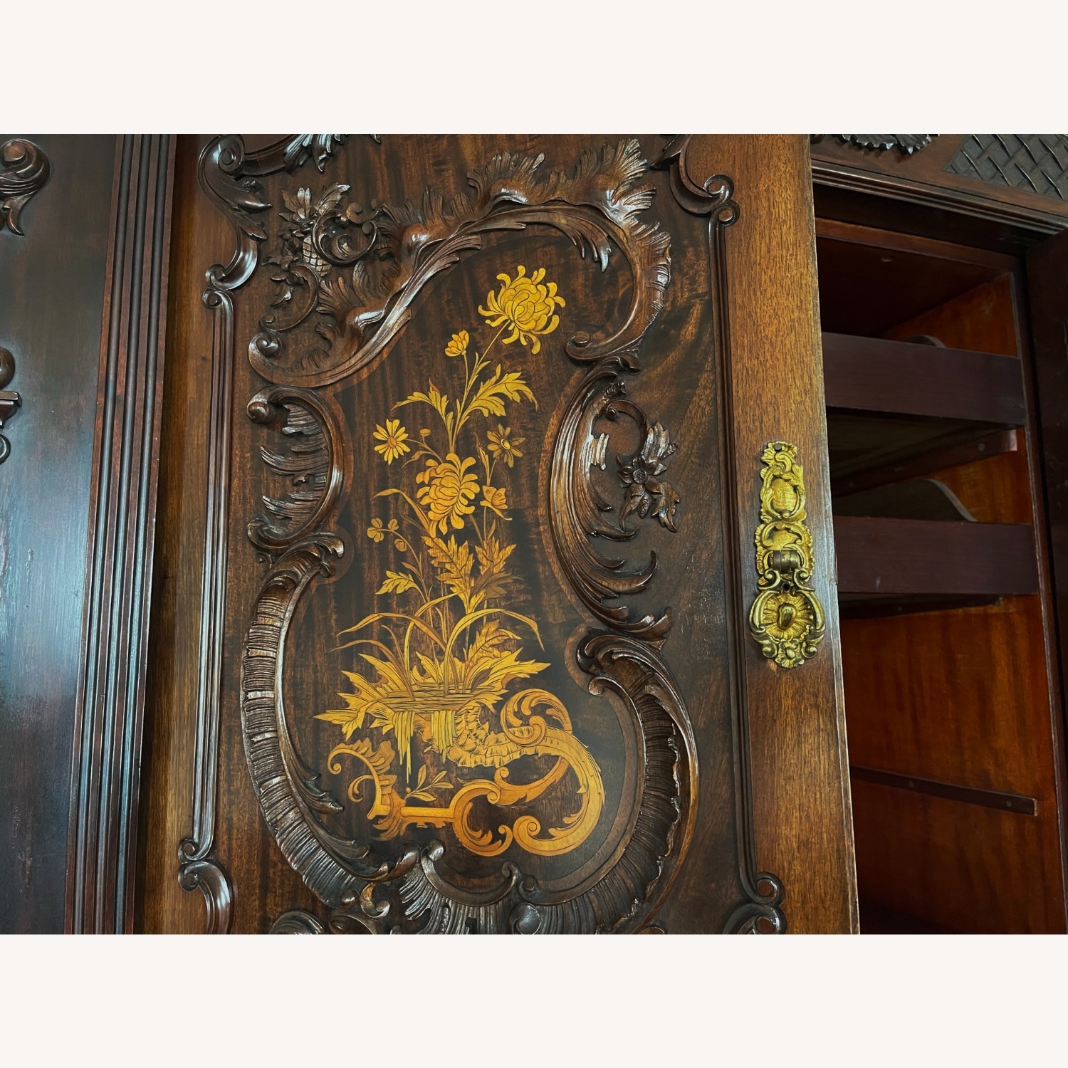 Dark Brown Wood Armoire - image-9