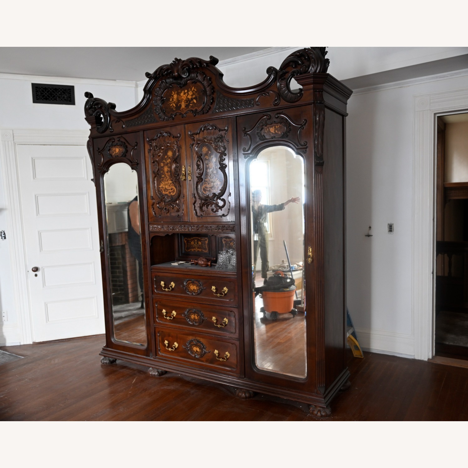 Dark Brown Wood Armoire - image-4