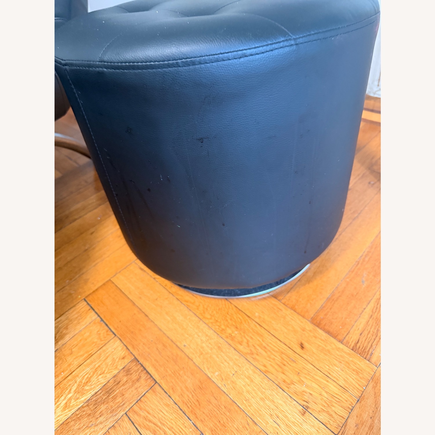 Macy's Black Leather Ottoman - image-4
