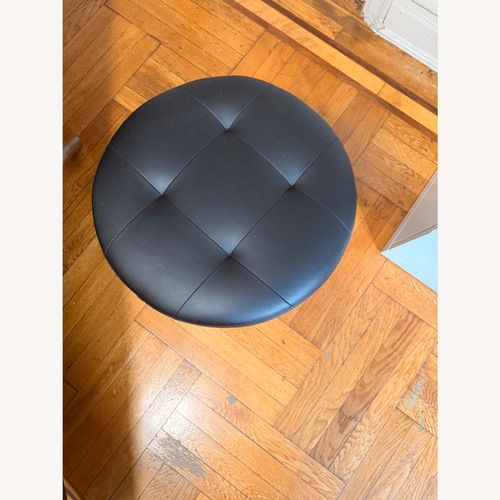 Used Macy's Black Leather Ottoman for sale on AptDeco