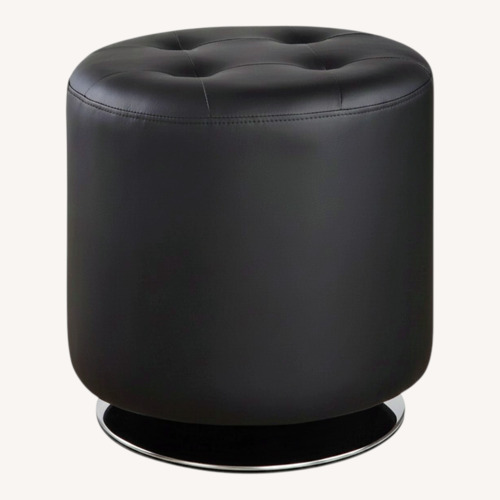 Used Macy's Black Leather Ottoman for sale on AptDeco