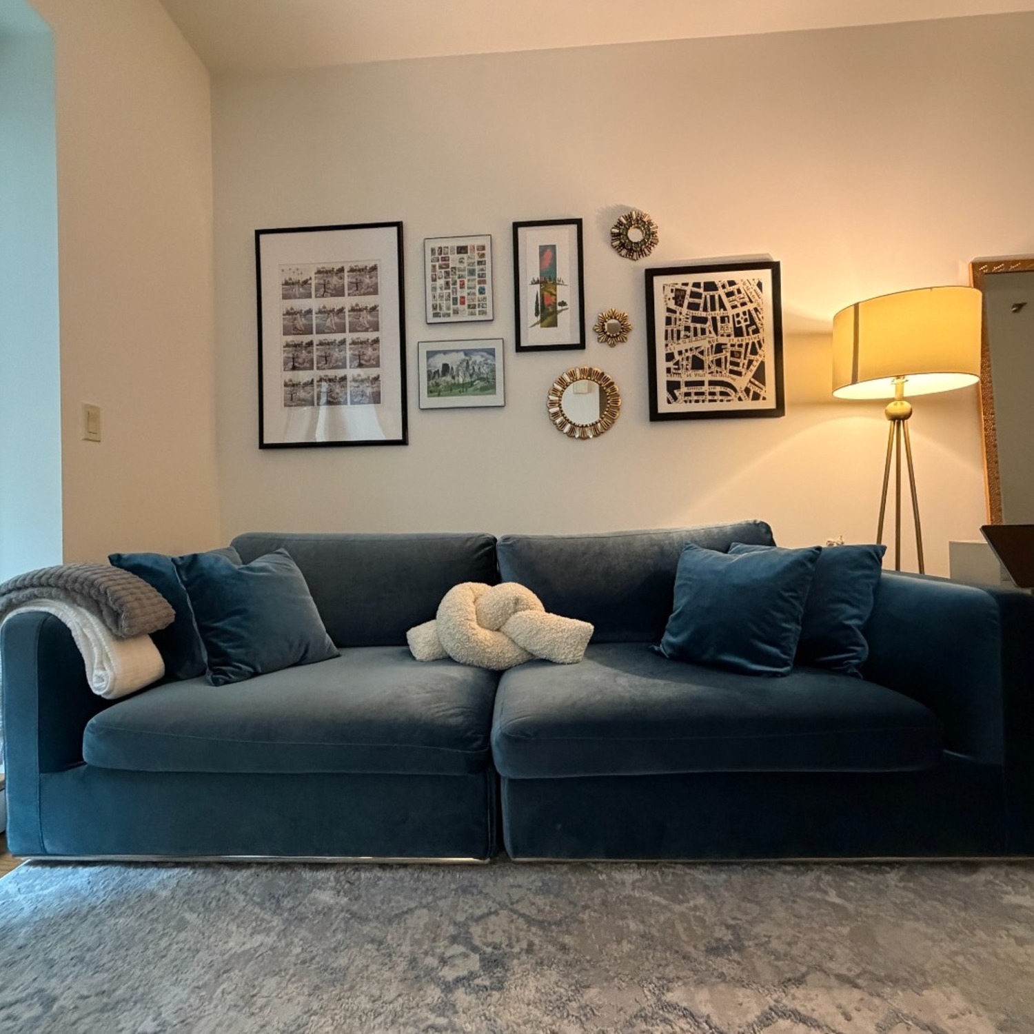 Rove Concepts Milo  Blue Velvet 2 Piece Sectional - image-4