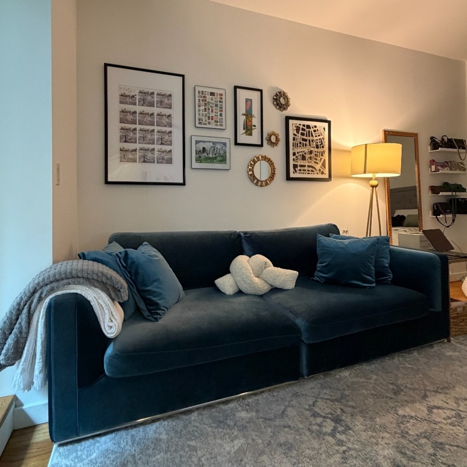 Rove Concepts Milo  Blue Velvet 2 Piece Sectional - image-2