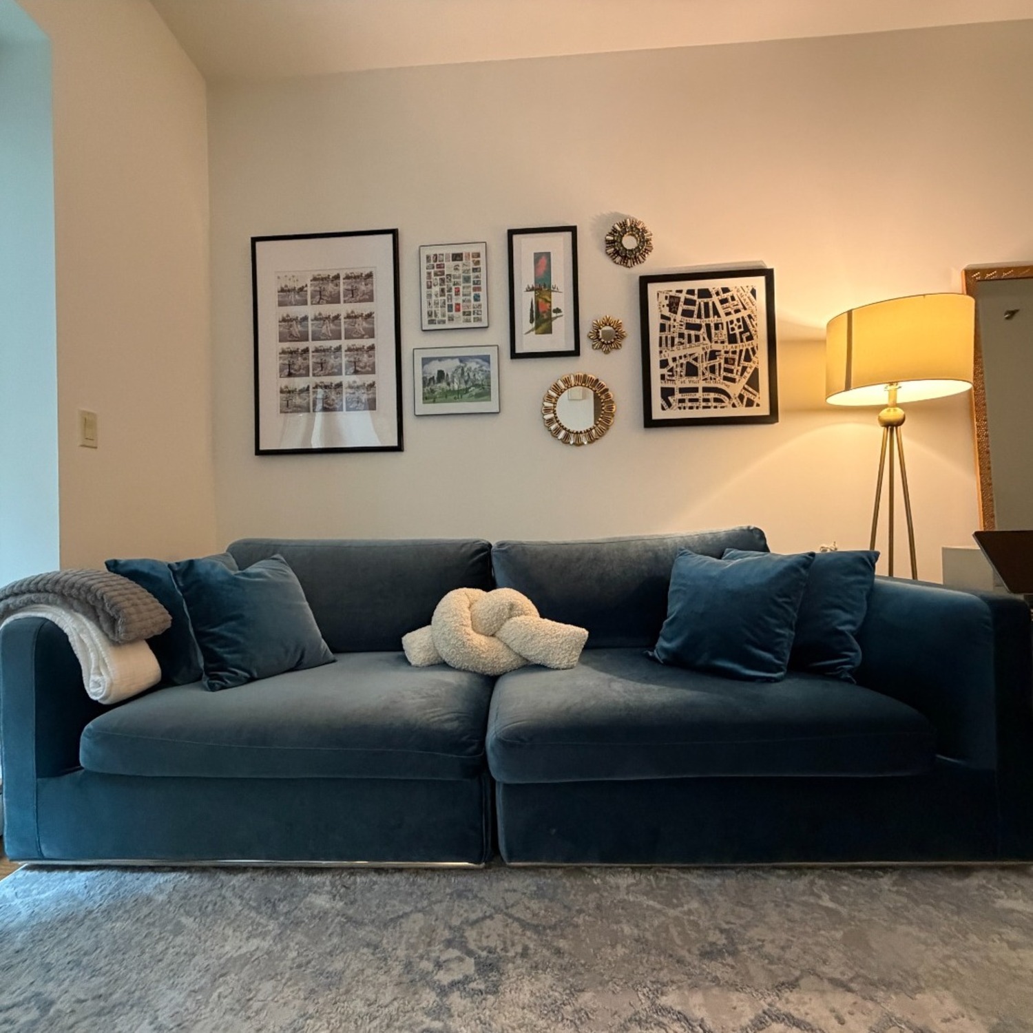Rove Concepts Milo  Blue Velvet 2 Piece Sectional - image-1