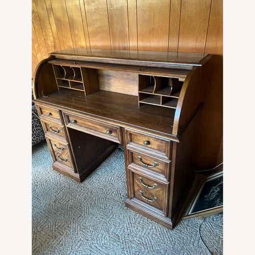 Used Vintage/Antique Dark Brown Wood Desk for sale on AptDeco