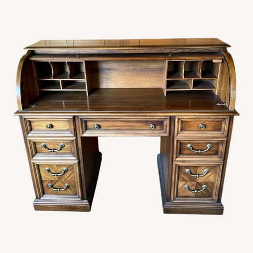 Used Vintage/Antique Dark Brown Wood Desk for sale on AptDeco