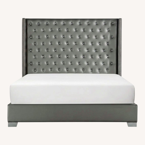 Used Ashley Furniture Franco Light Gray Leather King Bed for sale on AptDeco