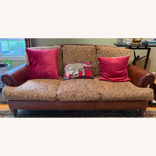 Used Ethan Allen Leather Paisley Print Sofa  for sale on AptDeco