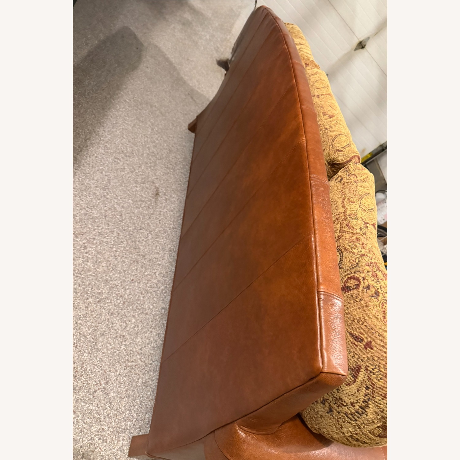 Ethan Allen Leather Paisley Print Sofa  - image-5