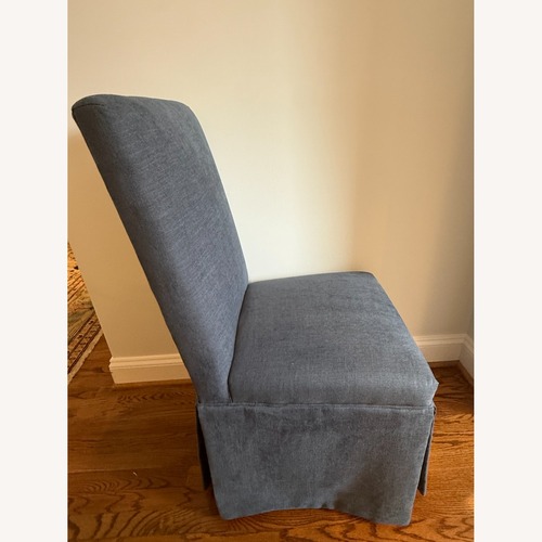 Used Ballard Designs Blue Fabric Dining Chairs for sale on AptDeco