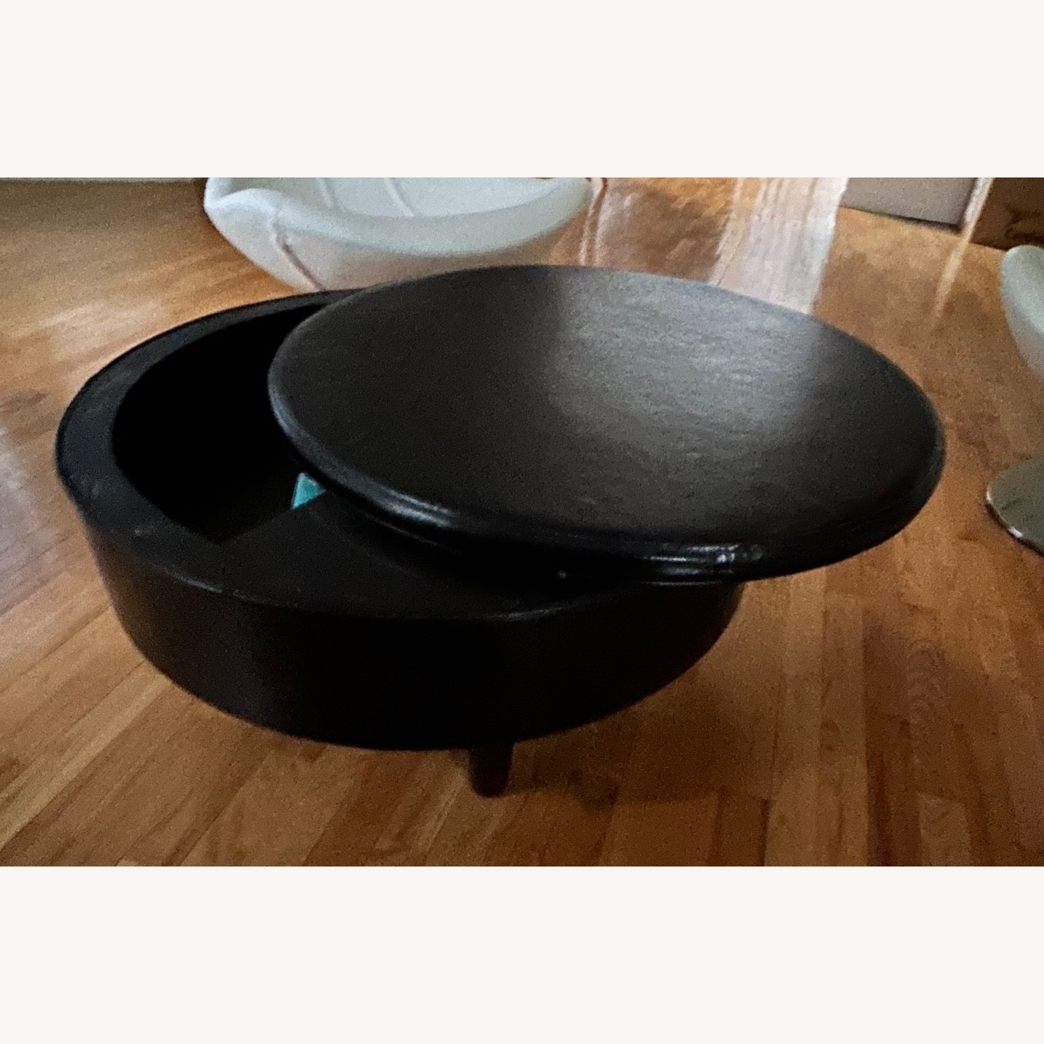 Black Leather Coffee Table - image-2