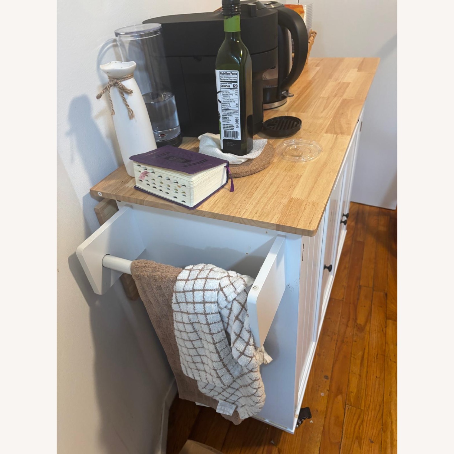Amazon Ahomly White Wood Bar Cart - image-3