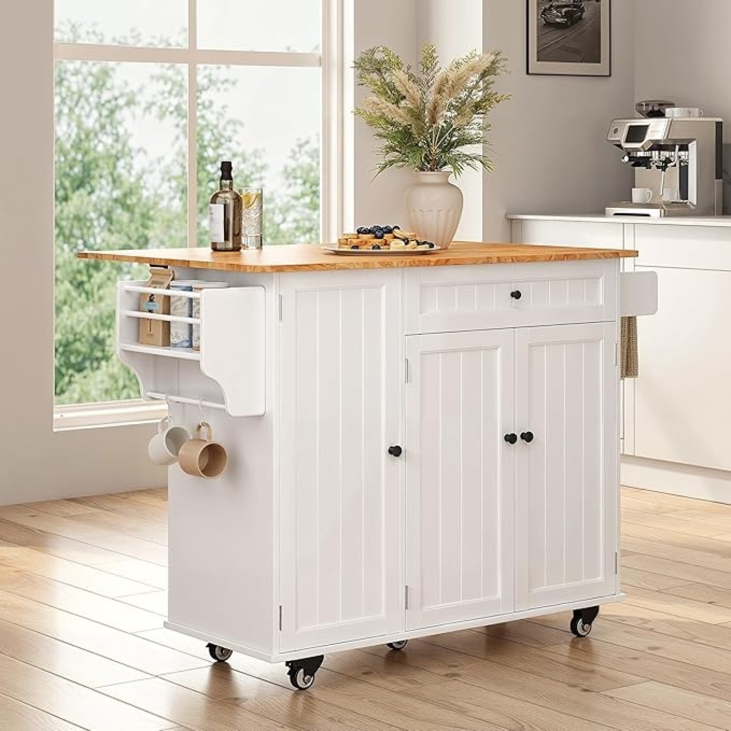 Amazon Ahomly White Wood Bar Cart - image-7