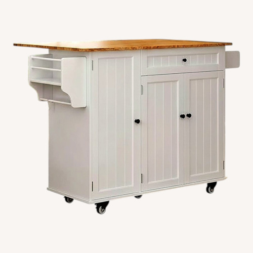 Used Amazon Ahomly White Wood Bar Cart for sale on AptDeco