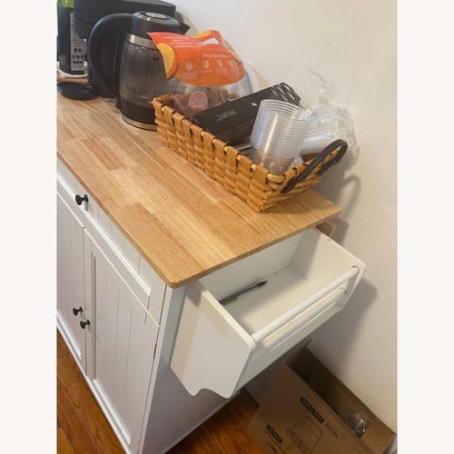 Used Amazon Ahomly White Wood Bar Cart for sale on AptDeco