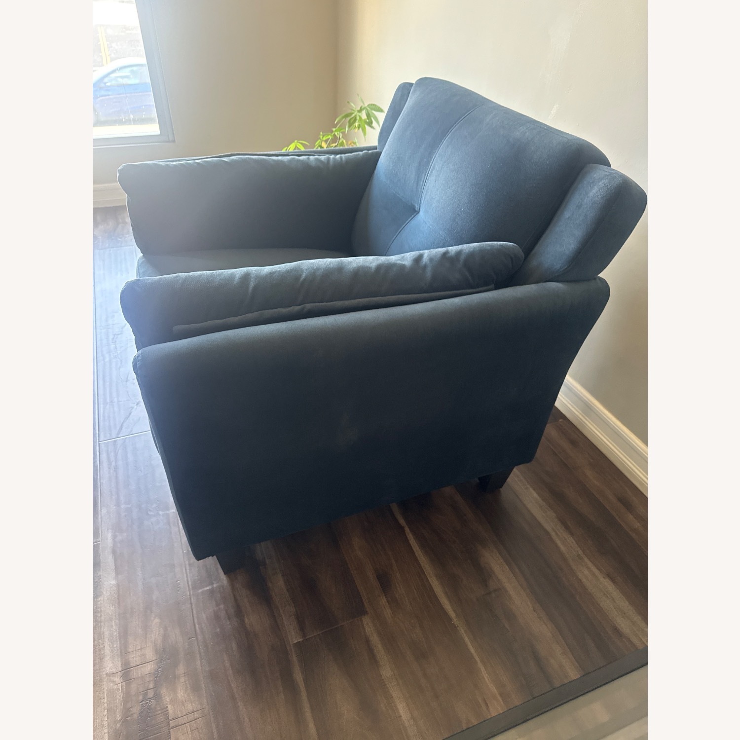 Blue Fabric Accent Chair - image-2