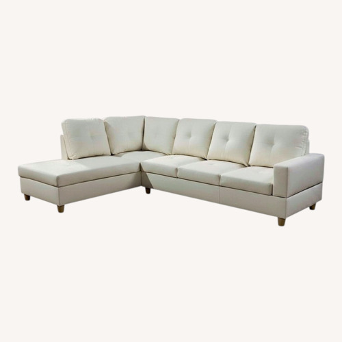 Used Wayfair White Leather 2 Piece Sectional for sale on AptDeco