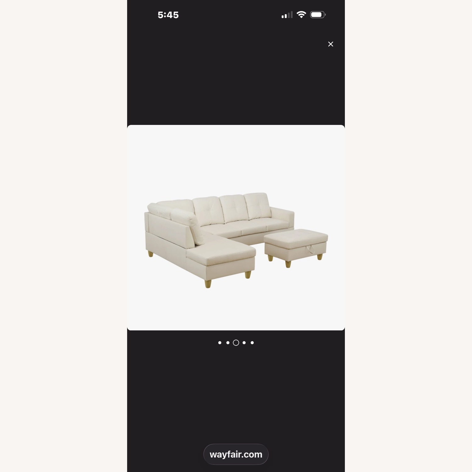 Wayfair White Leather 2 Piece Sectional - image-3