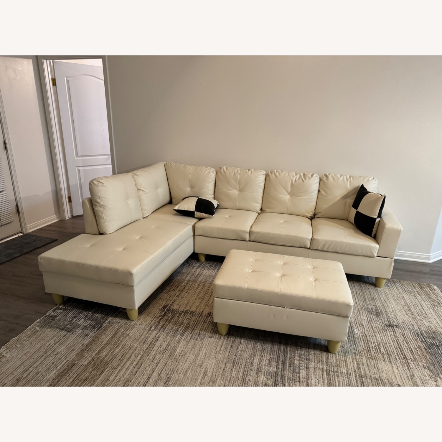 Wayfair White Leather 2 Piece Sectional - image-5