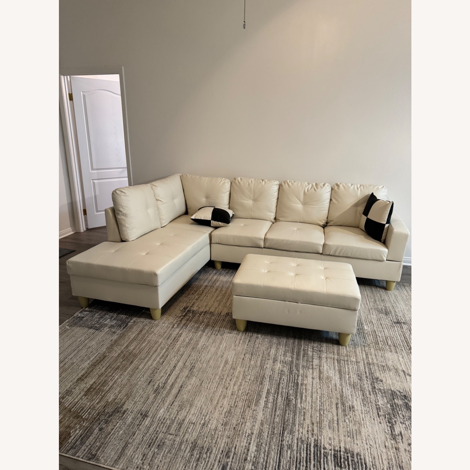 Wayfair White Leather 2 Piece Sectional - image-4