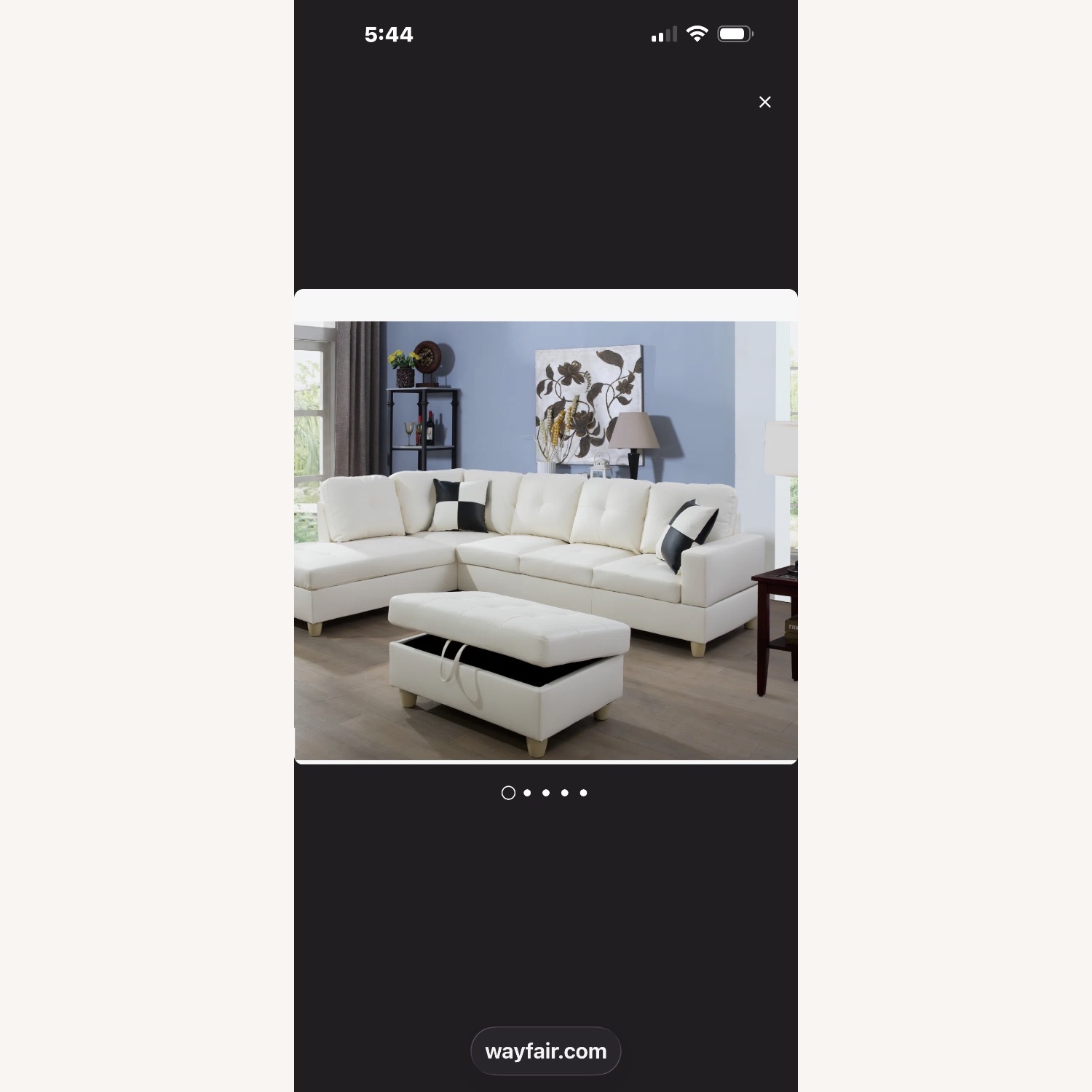 Wayfair White Leather 2 Piece Sectional - image-6