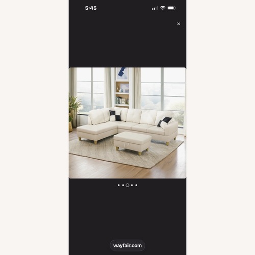 Used Wayfair White Leather 2 Piece Sectional for sale on AptDeco