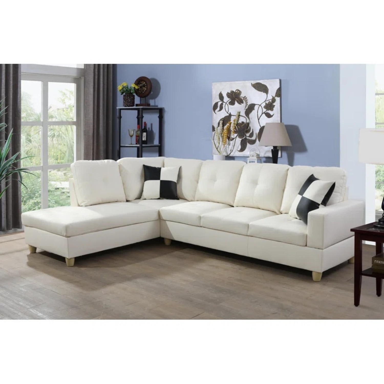 Wayfair White Leather 2 Piece Sectional - image-7