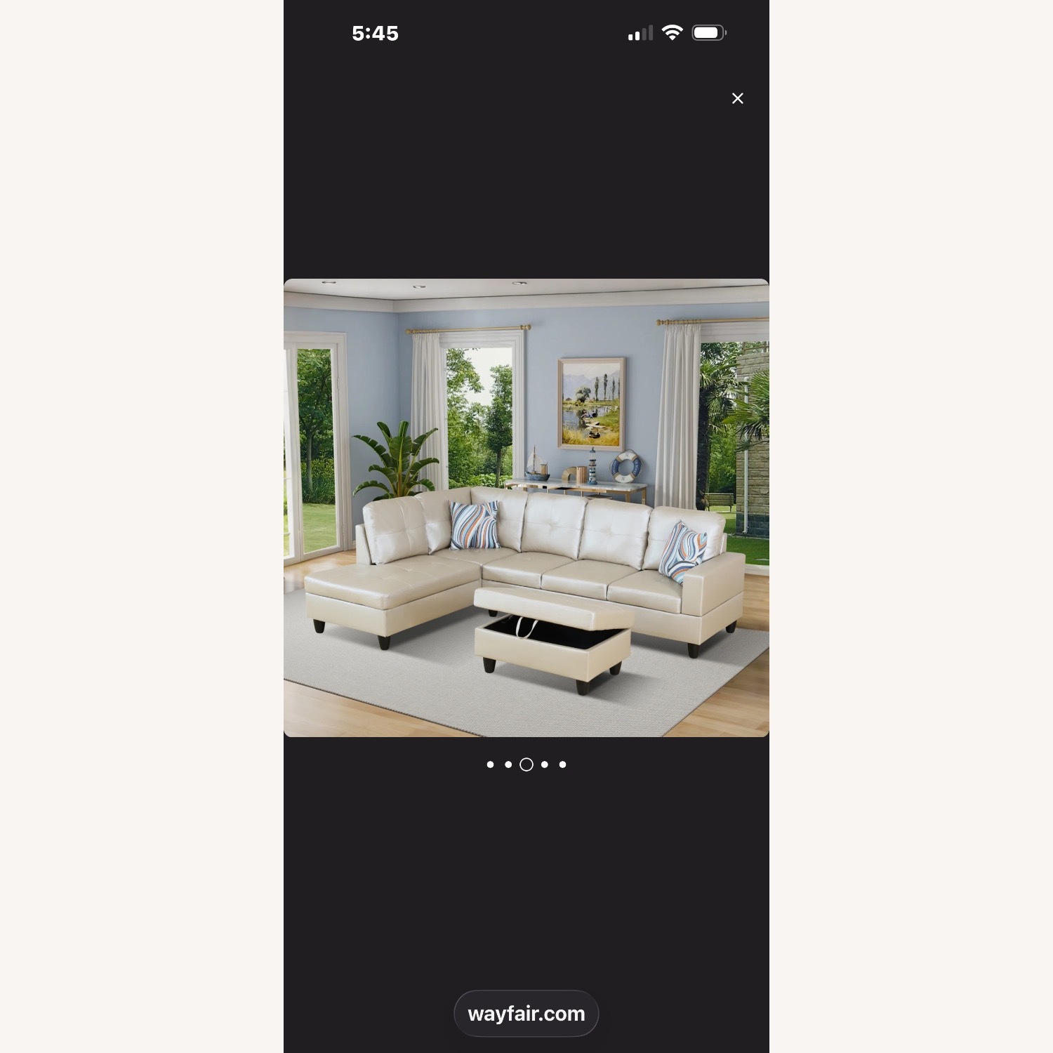 Wayfair White Leather 2 Piece Sectional - image-2