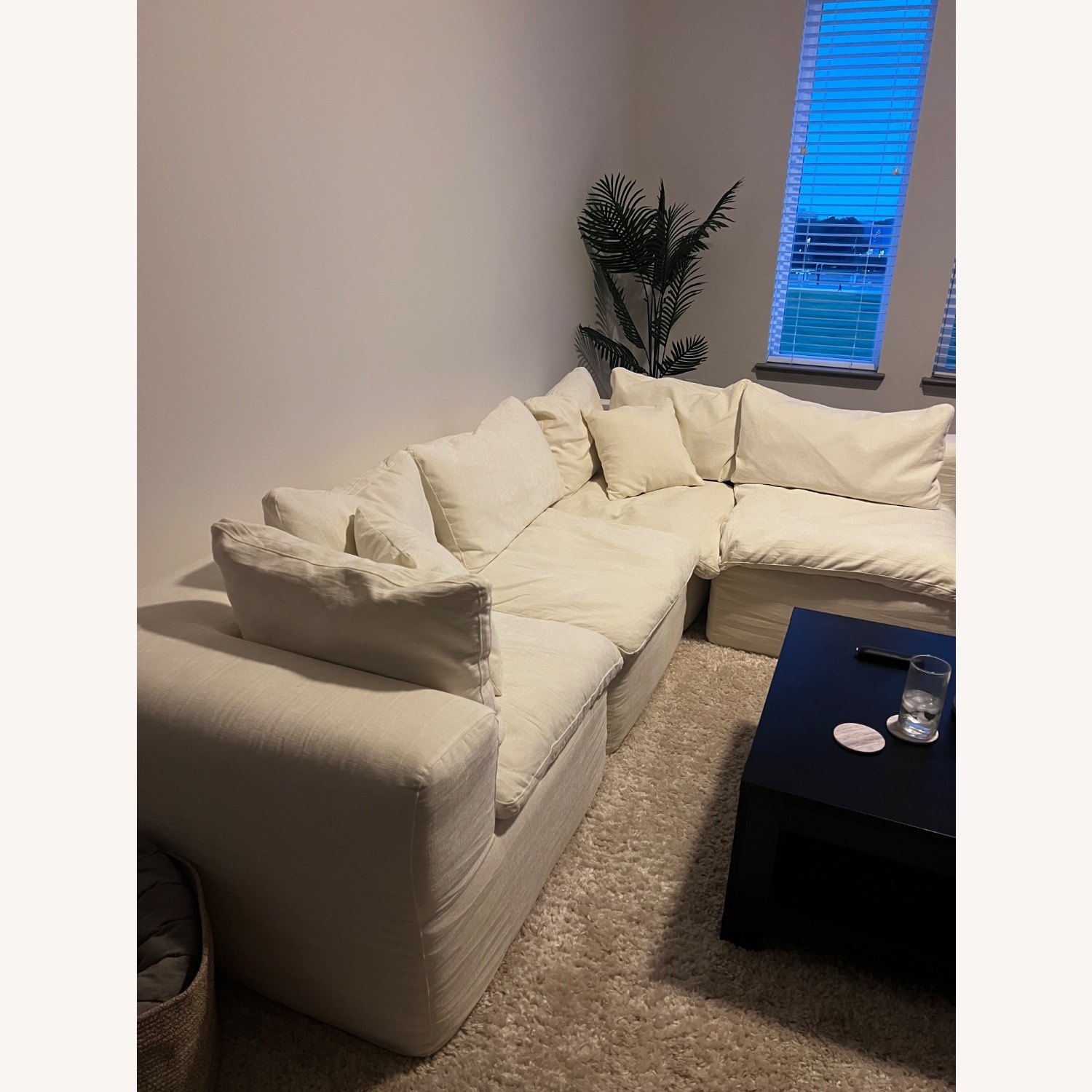 White Fabric 3+ Piece Sectional - image-3