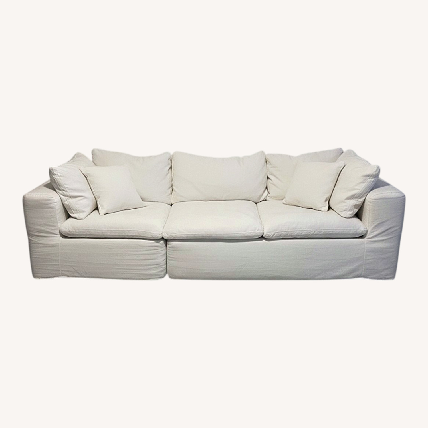 White Fabric 3+ Piece Sectional - image-4