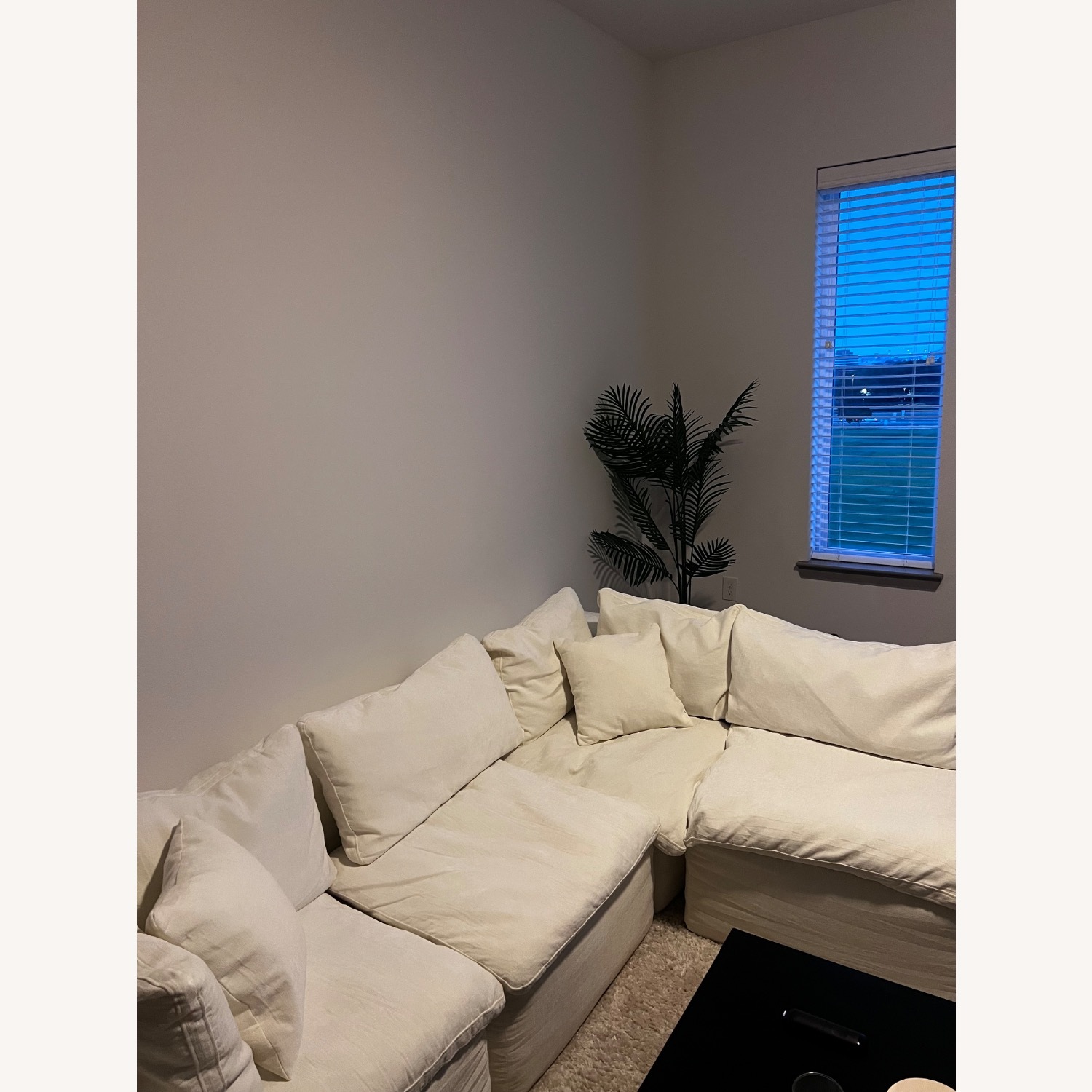 White Fabric 3+ Piece Sectional - image-2