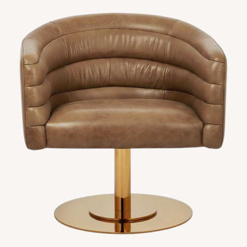 Used CB2 Cupa Light Brown Leather Accent Chair for sale on AptDeco
