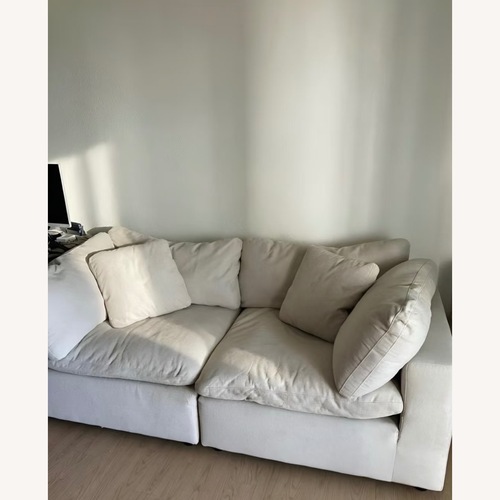 Used Living Spaces Zone Cream White Loveseat for sale on AptDeco