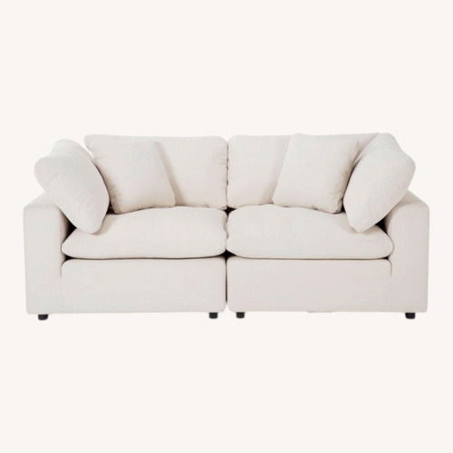 Used Living Spaces Zone Cream White Loveseat for sale on AptDeco